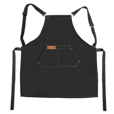 

FLOF Fashion Work Apron Chef Cooking Kitchen Coffee Shop Denim Aprons (Black)