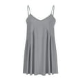 thumbnail image 4 of WIZUTIZ Womens Summer Dresses Casual Relaxed Fit Baggy High Waist Halter Smocked Solid Shift Dress Sleeveless V-Neck Vacation Dress for Lady Mini Dress Wrinkle-Free Beach Dress Gray, 4 of 7