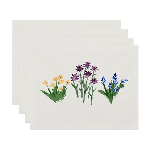 Simply Daisy, 18 x 14 inch, Flower Trio Placemat (set of 4), Purple