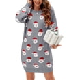thumbnail image 2 of Wassery Women Christmas Sweater Dress Juniors Long Sleeve Crew Neck Santa Print Loose Knitwear Long Dress Lady Autumn Winter Casual Warm Pullover Dress, 2 of 6