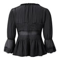 thumbnail image 6 of Elegant Lace Shirt Collar Blouse With Smocked Waist and Chiffon Sleeves Sun Loose Fit Casual Top for Women Oversized T-shirts Short Sleeve Crewneck Casual Tops, 6 of 6