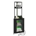 thumbnail image 3 of Uforic Corner Shelf with Door & LED Light, 5 Tier Corner Bar Cabinet with Power Outlets, Black, 3 of 9