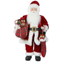 UTEN 24" Santa Claus, Christmas Figurine Figure Decor with Christmas Sock and Gifts Bag for Holiday Party Home Decoration