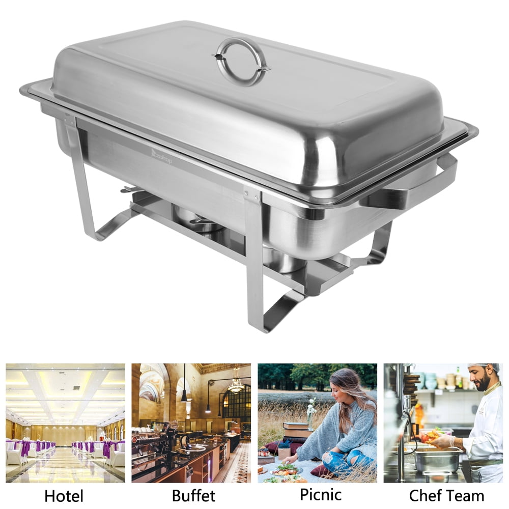 2Pcs Stainless Steel Tray Buffet Catering, Portable Chafing Dish Buffet