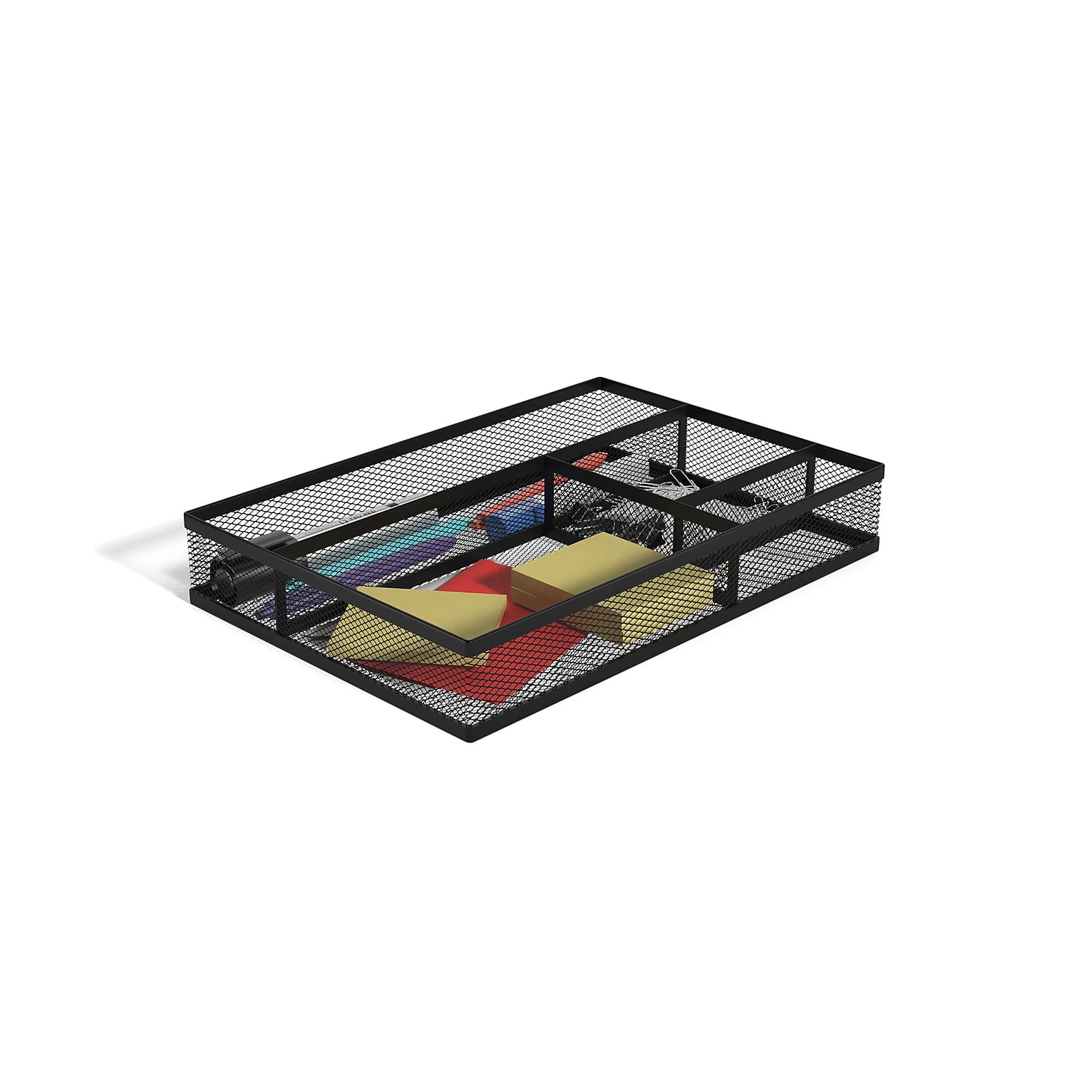 Staples TRU RED 4 Compartment Mesh Drawer Organizer Matte Black TR57546-CC