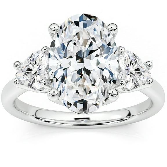 Lina Jewel Sparkling 2 Ct Oval Cut Diamond Engagement Ring - Lab Created Simulated Stone in 14K White Gold Plated - Bridesmaid Jewelry