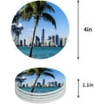 thumbnail image 1 of FMSHPON Miami Cityscape Beach Coconut Tree Set of 8 Round Coaster for Drinks, Absorbent Ceramic Stone Coasters Cup Mat with Cork Base for Home Kitchen Room Coffee Table Bar Decor, 1 of 6