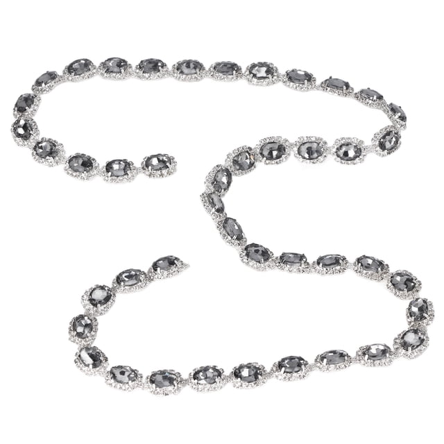 Rhinestone Chain, Cuttable Shiny Fashion DIY Crafts Transparent Grey Rhinestone Chain Trim For Wedding