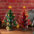 Latady Wooden Tabletop Christmas Tree with Mini Ornaments for Christmas