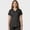 Black, variant on Women’s Scrub Top, Mock Wrap V-Neck, 3 Pockets, Stretch, M, Charcoal