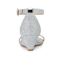 thumbnail image 4 of BLISSFUL STEP Women's Glitter Open Toe Ankle Strap Wedge Heel Sandals Silver 7.5, 4 of 8