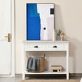 thumbnail image 6 of HOMCOM Console Table with 2 Storage Drawers and Open Shelf, Vintage Distressed Sofa Table for Hallway, Living Room, or Bedroom, White, 6 of 9