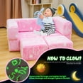 thumbnail image 3 of AWQM Kids Couch,Glow in The Dark Baby Modular Couch with Washable and Durable Plush Covers,Convertible Baby Fold Out Play Foam and Floor Cushion for Nursery Playroom, Pink+Clouds, 3 of 8