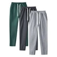 thumbnail image 6 of SLdy 3 Pcs Men's Classic Sweatpants Open Bottom Straight Leg Pockets For Leisure Sports Outdoor Activities Timeless Casual Wear, Dark Green XXXL, 6 of 8