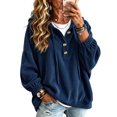 thumbnail image 3 of Pounoo Hoodies for Women Pullover Hooded Henley Button Long Sleeve Corduroy Texture Tops for Women Loose Fit Y2K Trendy Boho Womens Tops, 3 of 9