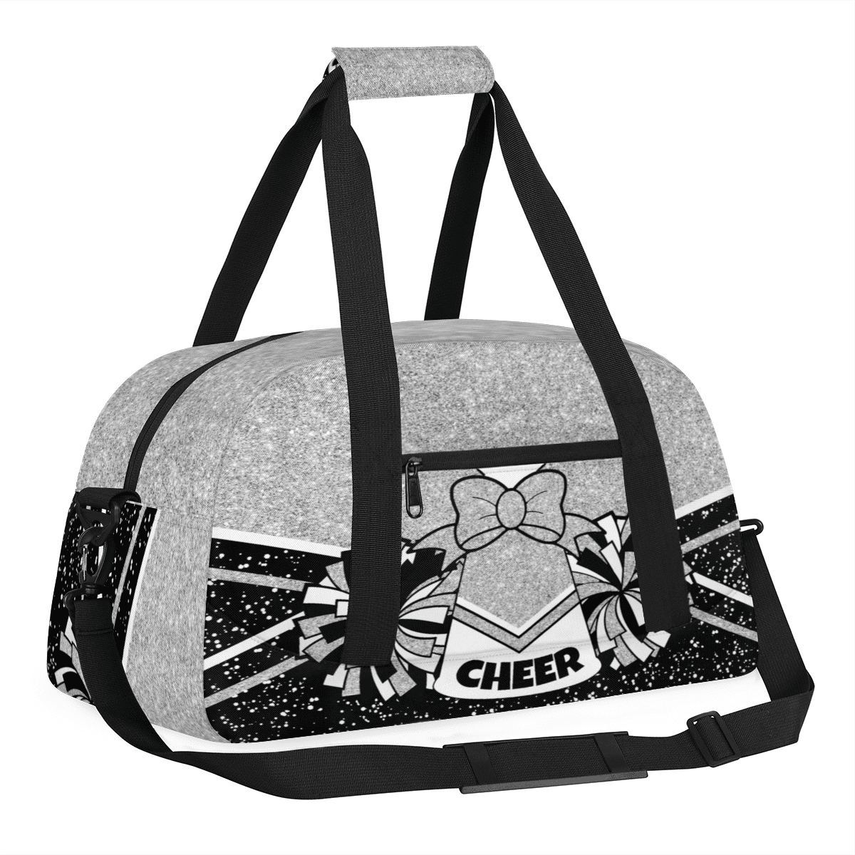 Herdesigns Cheerleading Bags Overnight Duffel Bags Cheer Silver Sport Gym Bag Travel Bag Travel Waterproof Weekender Bag Carry On Travel Tote Bag Dance Bags