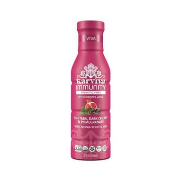 Karviva Organic High Fiber Plant-Based Juice, 6 Bottles, 12 FL oz, Ashitaba, Dark Cherry, and Pomegranate Flavor