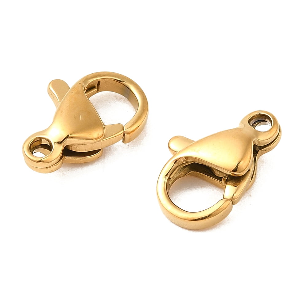 200pcs Ion Plating(IP) 304 Stainless Steel Lobster Claw Clasps Parrot Trigger Clasps golden 10x6x3mm Hole: 1.2mm