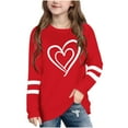 thumbnail image 2 of Riecok Valentine's Day Kids T shirts Crew Neck Short Sleeve Toddler Kids Girls Comfortable Shirt Kids Clothes Toddler Kids Girls Summer Tops Red 5 T, 2 of 6