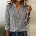 thumbnail image 5 of Neewe Womens Classic Plain Shirt Casual Collar Long Sleeve Loose Fit Button Down Tops Daily Outfits, 5 of 5