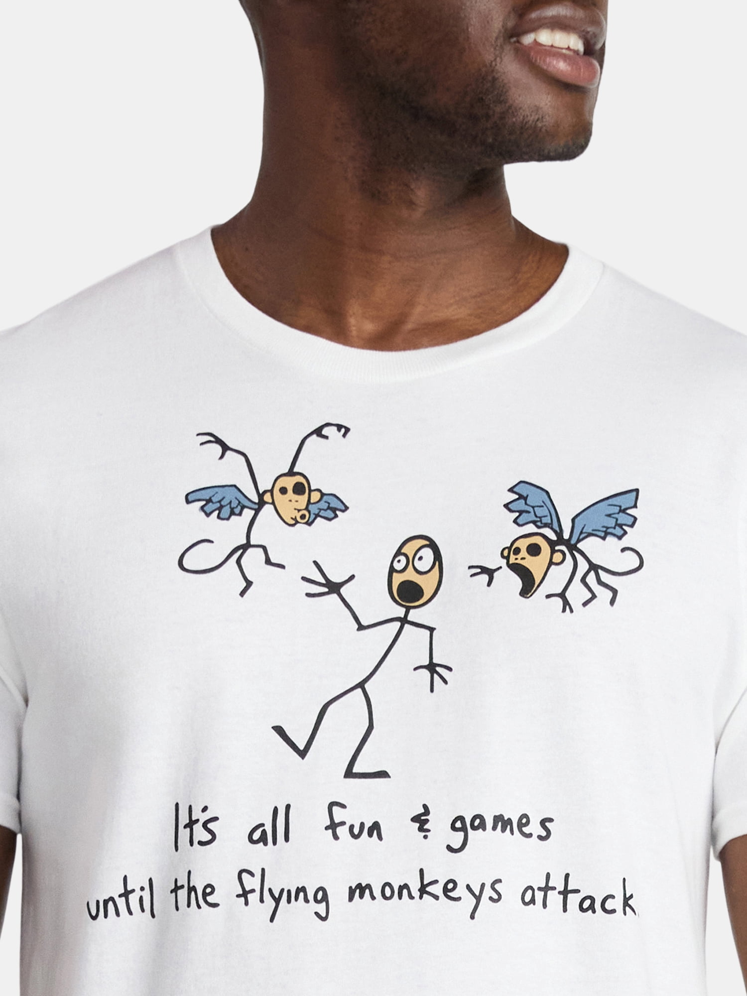 Humor Men's and Big Men's Flying Monkeys Attack Men's Short Sleeve Graphic Tee, Size S-3XL