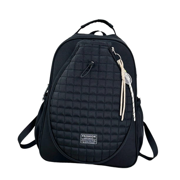 Bolsa acolchada para tenis, bolsa para pickleball, portátil, con cremallera suave y correa ajustable para el hombro. negro con colgante