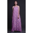thumbnail image 2 of Bimba Améthyste2 Feuilles Florales et Renoncules Imprimées Vêtements de Nuit pour Femmes Longue Robe Maxi à Bretelles Spaghetti Robe de Nuit Grande, 2 of 5