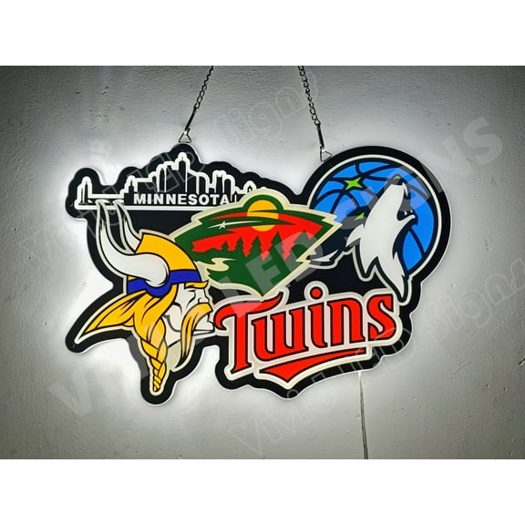 Queen Sense 20"x12" Custom For Minnesotas Sports League Wild Twins Vikings Timberwolves 2D Led Sign Light Vivid Printing Beer Bar Pub Decor Wall Decor Party Gift Artwork Lamp 120MWTVTTL-LED2D
