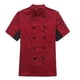 thumbnail image 1 of Chaqueta de chef unisex: manga larga con botones rojos en contraste, 35 % algodón y 65 % poliéster, duradera y transpirable para uso en la cocina., 1 of 7