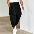 thumbnail image 2 of XuJwPNcy Mens Pants Lightweight Fashion Harem Pants Soft Tie Side Trousers with Pockets Loose Casual Outfit Clothing(Black,Medium), 2 of 7