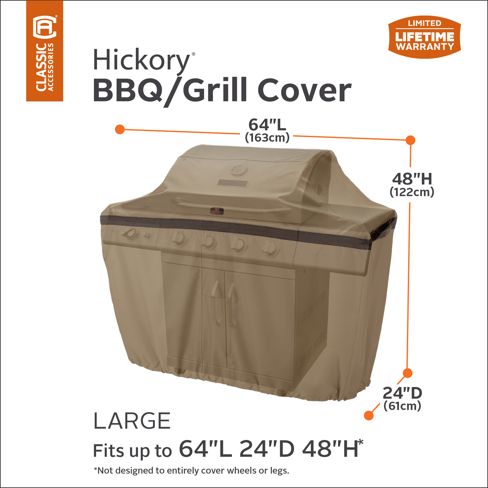 Classic Accessories Hickory® Grill Cover - Rugged BBQ Cover with Advanced Weather Protection, Large, 64-Inch - image 4 of 15