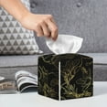thumbnail image 6 of Lsque Gold Gloss Outline Floral Printed Tissue Box Cover Holder, Facial Paper Organizer Dispenser,Square with Bottom Belt, PVC Leather Decorative Organizer, 6 of 8