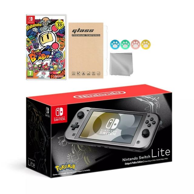 Nintendo Switch Lite Pokemon Dialga & Palkia Édition Limitée avec Super Bomberman R et Accessoires Mytrix NS Ensemble de Disques de Jeu Meilleur Cadeau des Fêtes