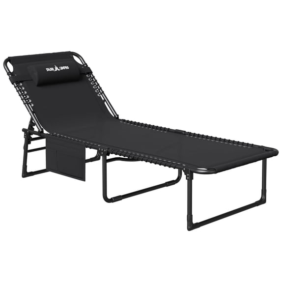 UDPATIO Heavy Duty Outdoor Lounge Chair, 350lbs Capacity Folding Recliner for Tanning & Pool, 1-Pack, Black