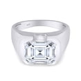 thumbnail image 3 of Emerald Cut Lab Created Moissanite Diamond Solitaire Signet Engagement Ring For Men In 14K White Gold Over Sterling Silver(G-H Color,VVS1 Clarity,3.6 Cttw)-7, 3 of 7