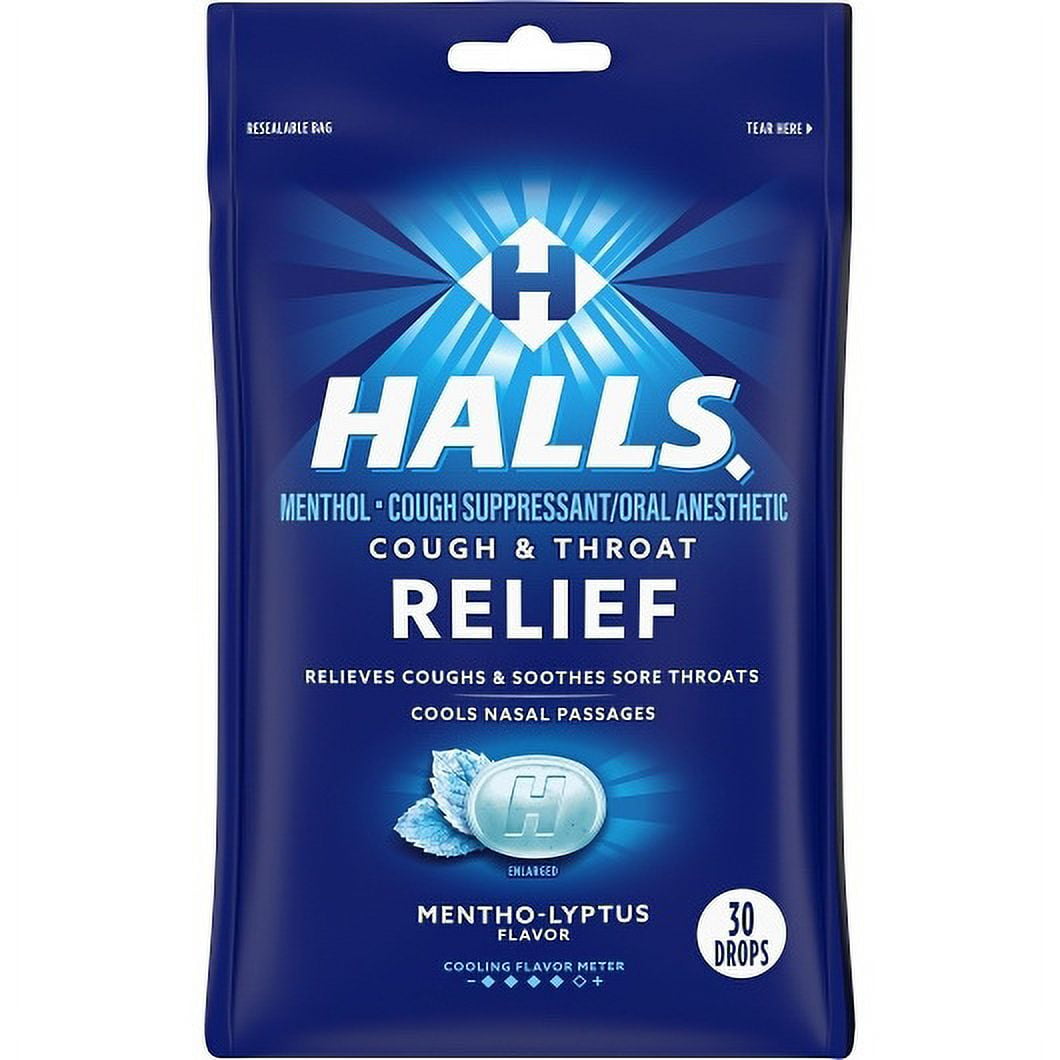 (Price/Case)Halls Menthol Eucalyptus Cough Drops, 30 Count, 12 Per Box, 4 Per Case