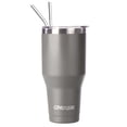 thumbnail image 2 of Ezprogear 40 oz Stainless Steel Tumbler Double Wall Travel Cup Vacuum Insulated Camping Mug with Lid & Straws (Navy Gray), 2 of 6