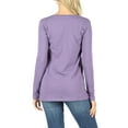 thumbnail image 3 of Women Basic Cotton Relaxed Fit V-Neck(S-3X) Long Sleeve T-Shirt Top (Single & Multi-Packs Available), 3 of 4
