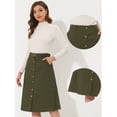 thumbnail image 2 of INSPIRE CHIC Faldas midi de cintura alta para mujer Falda de pana con cinturón y botones en la parte delantera Verde S, 2 of 4