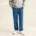 thumbnail image 6 of CPNG Teenagers Boys Straight Wide Leg Pants Drawstring Elastic Waist Corduroy Loose Boys' Pants Sweatpants(Blue,9-10 Years), 6 of 7