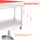 thumbnail image 5 of Yeshouse mesa de trabajo de acero inoxidable con certificación NSF, estante inferior y patas galvanizadas, ideal para cocina comercial, restaurante, bar, cuarto de servicio o garaje, 5 of 8
