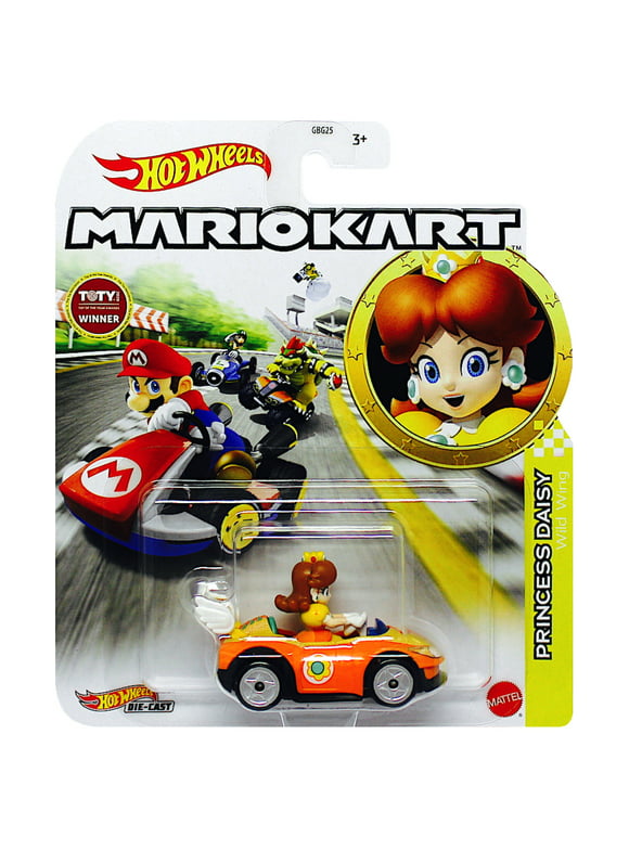 Hot Wheels Die-Cast Mario Kart Princess Daisy Wild Wings Car Play Vehicle