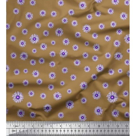 Soimoi Cotton Poplin Fabric Aster Floral Print Fabric by Yard 42 Inch Wide