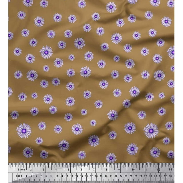 Soimoi Cotton Poplin Fabric Aster Floral Print Fabric by Yard 56 Inch Wide