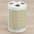 thumbnail image 1 of Vegetables Ceramic Toothbrush Holder, Cartoonish Repetitive Pattern with Vivid Healthy Organic Vegetarian Foods, Decorative Versatile Countertop for Bathroom, 4.5" X 2.7", Multicolor, 1 of 4
