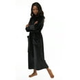 thumbnail image 2 of Turquaz Linen Women’s Long Plush Fleece Bathrobe with Pockets (Black, L), 2 of 4