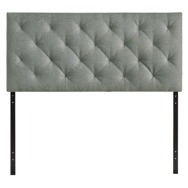 Theodore Tête de Lit Rembourrée en Tissu pour Grand Lit - Gris