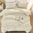 thumbnail image 4 of DAYANG Beige Comforter Set King, 3pcs (1 Boho Beige Comforter & 2 Pillowcases), All Season Bedding Lightweight Soft Bedspread Blanket Quilt, 4 of 9
