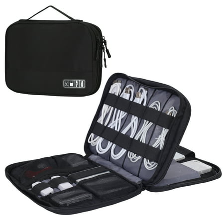 Hynes Eagle Double Layers Travel Cable Organizer Electronics Accessories Case for Cords iPad USB Kindle