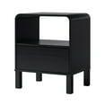 thumbnail image 5 of Modern Minimalist Black Solid Pine Wood Nightstand with Curved Top, 1 Drawer &amp; Open Cubby - 19.6"W x 15.7"D, Versatile Side or Sofa Table, Made in Brazil, 5 of 5